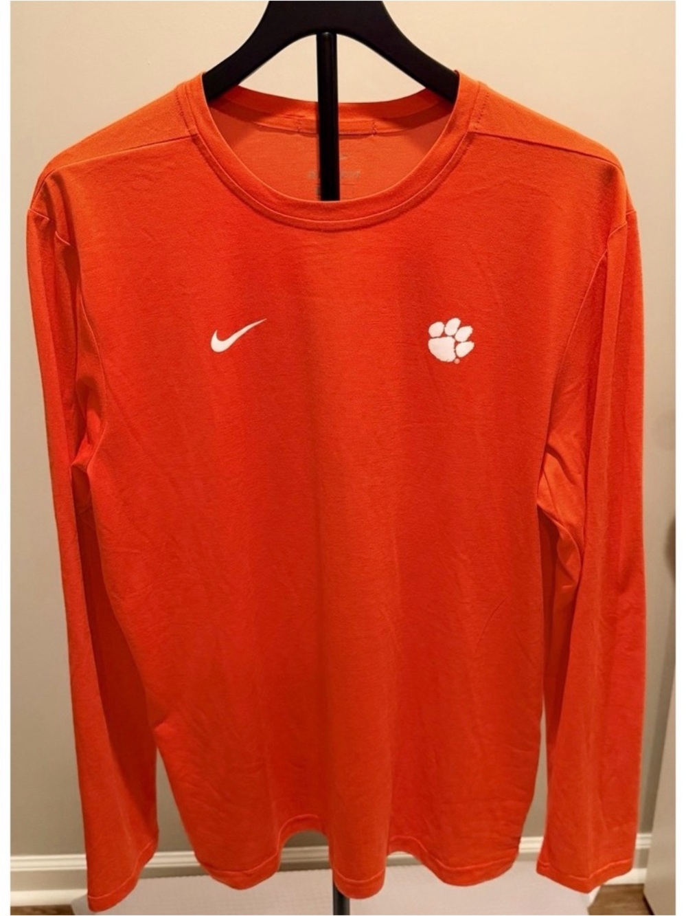 Nike Dri-FIT Clemson Tigers Mens L Orange Long Sleeve Crew Neck T-Shirt 7583210